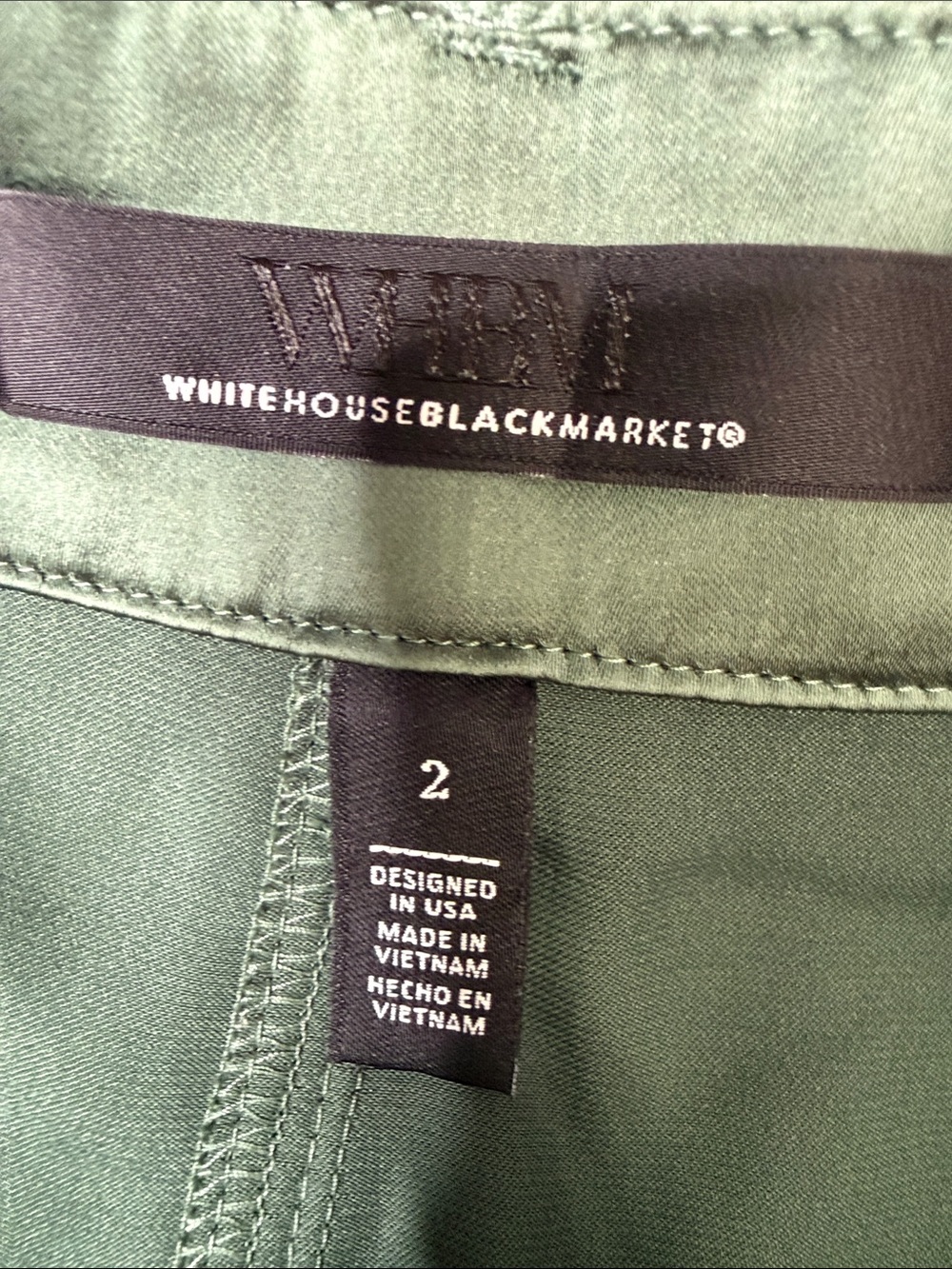 White House Black Market Dark Olive Belted Silky Cargo Shorts 2 - Picture 5 of 6